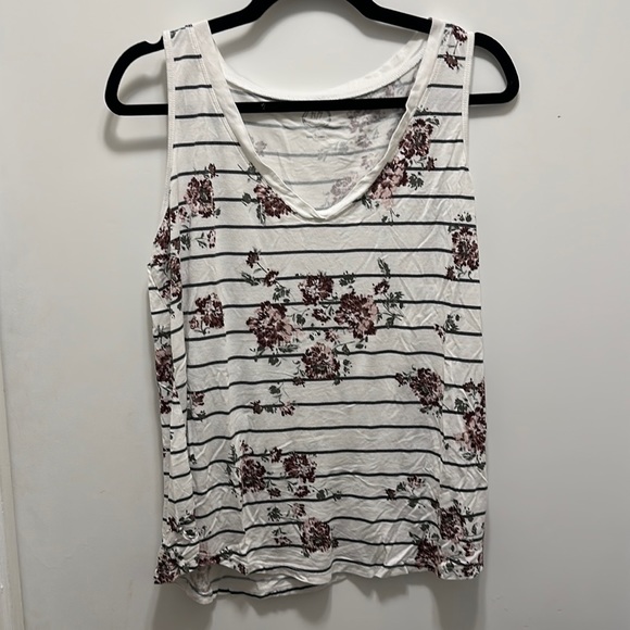 Maurices Tops - Maurices Floral Striped Tank Top Size Large